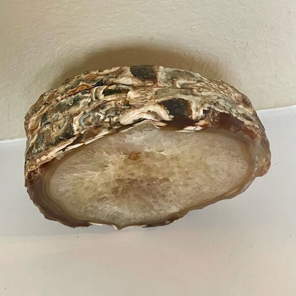 Large Estate Brown Stone Agate Geode Crystal Polished Slice Over 2 Pounds - Picture 2 of 6